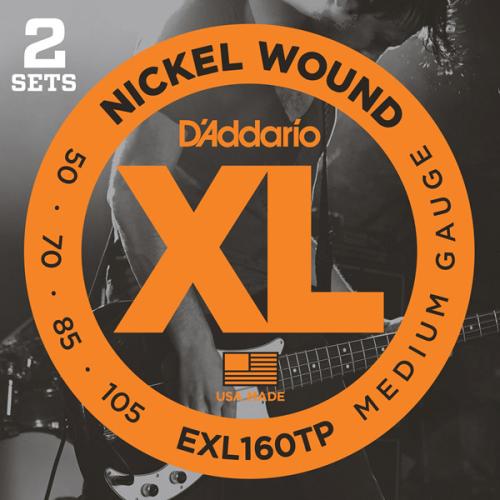 D'addario EXL160TP ニッケル 50-105 ミディアム 2セットエレキベース弦 お買い得な2パック