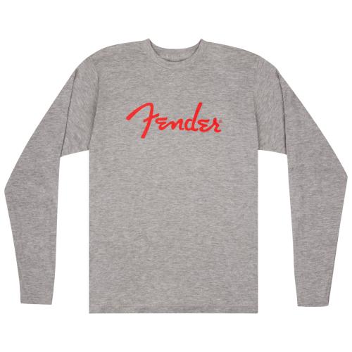 Fender ロングスリーブTシャツ Spaghetti Logo L/S T-Shirt, Heather Gray, XLサイズ