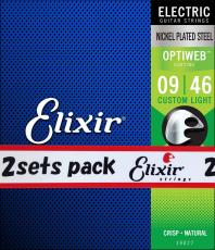 Elixir OPTIWEB 09-46 カスタムライト 2セット #19027エレキギター弦 お買い得な2パック
