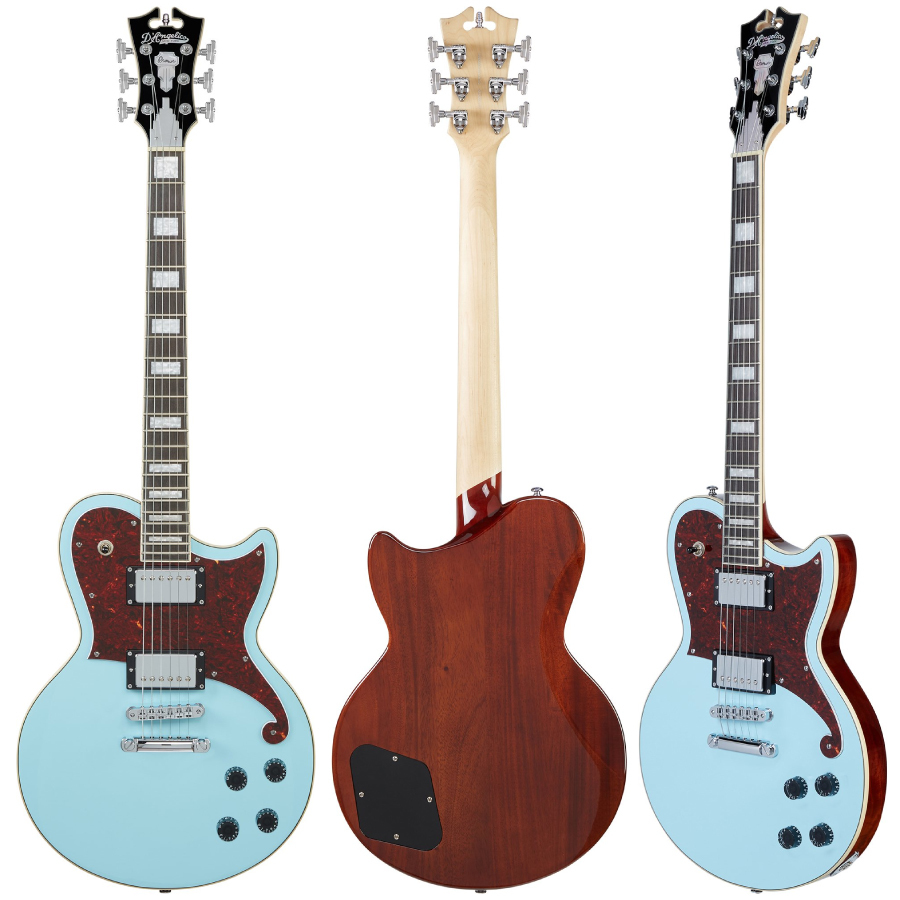 D'Angelico Premier Atlantic -Sky Blue Top Natural Mahogany Back