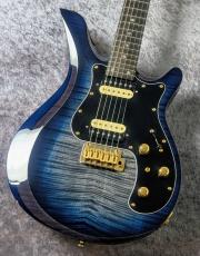 Astrum Guitars Aries HH Piezo  Flame Charcoal Blue Burst 