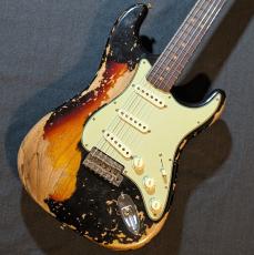 Fender Custom Shop 1963 Stratocaster Super Heavy Relic 2P Selected Ash  -Black over 3TS-【3.45kg】【アッシュボディ】