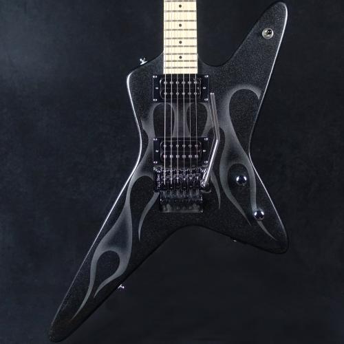 KRAMER Tracii Guns "Gunstar" Voyager Black Metallic and Silver Ghost Flames