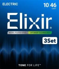 Elixir Electric Nickel Plated Steel with OPTIWEB Coating #19052 (Light/10-46) 3Set