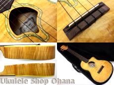 Leilani テナー カッタウェイ シェルホール カーリーメイプル 2000年代製作/中古委託_4