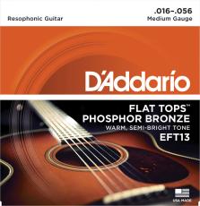 D'addario EFT13 アコースティックギター弦 Flat Tops Phosphor Bronze Resophonic Guitar ミディアムゲージ 016-056