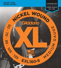 D'addario EXL160/5 ニッケル 50-135 5-String ミディアムゲージ5弦エレキベース弦
