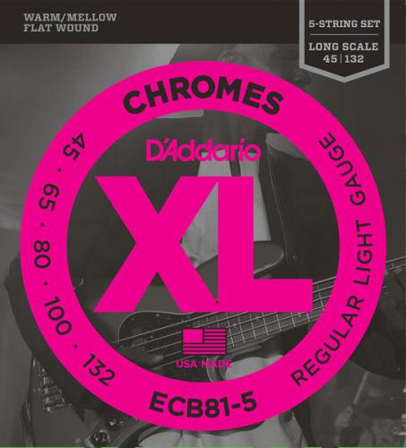 D'addario ECB81/5 フラットワウンド 45-132 5-String レギュラーライト5弦エレキベース弦