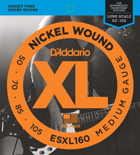 D'addario ESXL160 ニッケル 50-105 ミディアムゲージ ダブルボールエンドスタインバーガータイプ専用 エレキベース弦