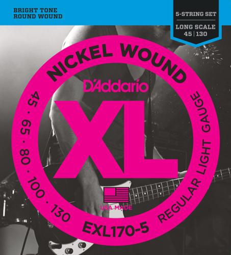 D'addario EXL170/5 ニッケル 45-130 5-String レギュラーライト5弦エレキベース弦