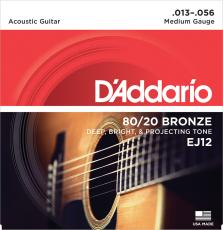 D'addario EJ12 80/20ブロンズ 13-56 ミディアムアコースティックギター弦