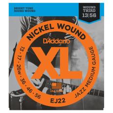 D'addario EJ22 13-56 ジャズミディアムゲージエレキギター弦 3弦巻弦