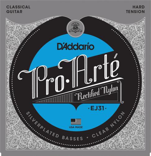 D'addario EJ31 シルバーワウンド リクティファイドクリアナイロン ハードテンションプロアルテ クラシックギター弦