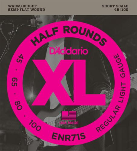 D'addario ENR71S セミフラットワウンド 45-100 レギュラーライトショートスケール エレキベース弦