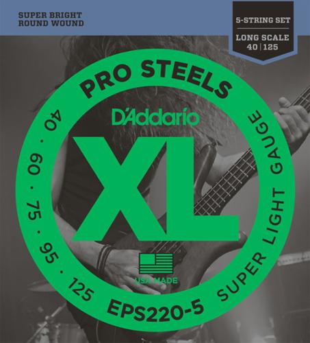 D'addario EPS220-5 プロスチール 40-125 5-String スーパーライト5弦エレキベース弦