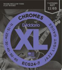 D'addario ECG24-7 フラットワウンド 11-65 7-String ジャズライト7弦エレキギター弦 3弦巻弦