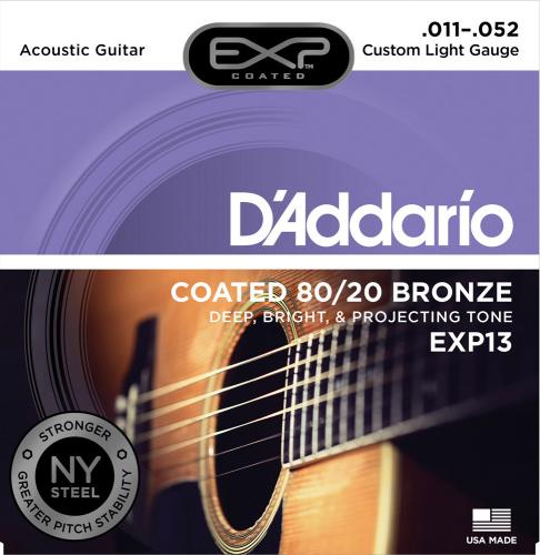 D'addario EXP13 アコースティックギター弦 EXP Coated 80/20 Bronze 012‐056