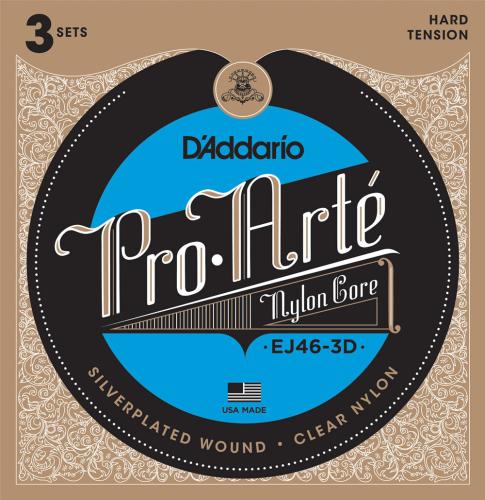 D'addario EJ46-3D シルバーワウンド クリアナイロン ハードテンションプロアルテ クラシックギター弦 お買い得な3パ