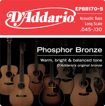 D'addario EPBB170-5 アコースティックベース弦 Phosphor Bronze Acoustic Bass 045-130 【5弦】