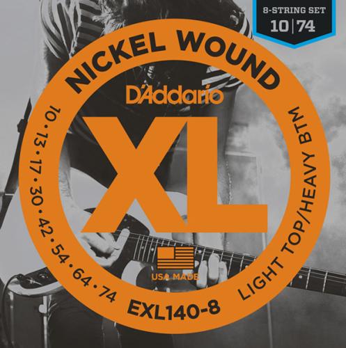 D'addario EXL140-8 10-74 8-String ライトトップヘビーボトム8弦エレキギター弦
