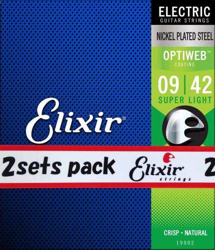 Elixir OPTIWEB 09-42 スーパーライト 2セット #19002エレキギター弦 お買い得な2パック