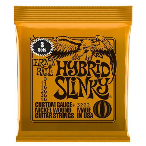 ERNIE BALL 3222 09-46 ハイブリッドスリンキー 3セットエレキギター弦 お買い得な3パック