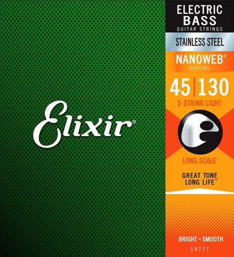 Elixir NANOWEB ステンレススチール 45-130 5-String ライト #147775弦エレキベース弦