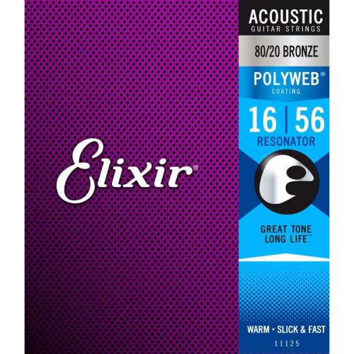 Elixir POLYWEB 80/20ブロンズ 16-56 レゾネーター #11125アコースティックギター弦