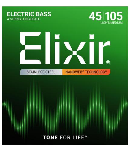 Elixir 【ネコポス】NANOWEB ライト/ミディアム 45-105 #14677 ステンレス ロングスケール4弦