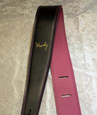 moody MOODY STRAP 2.5" LEATHER BACKED GUITAR STRAP - BLACK/PINK_3