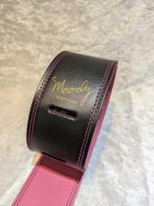moody MOODY STRAP 2.5" LEATHER BACKED GUITAR STRAP - BLACK/PINK_5