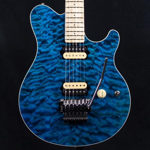 MUSIC MAN Axis KID Limited Edition Trans Blue Quilt Top Matching Head Brown Back