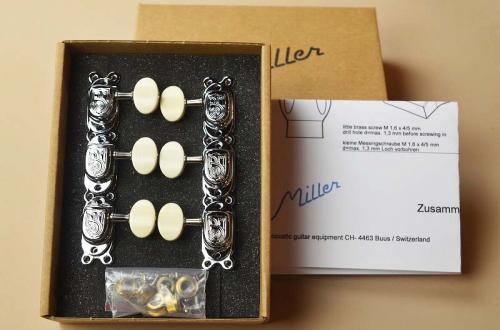 Miller #222 Tuner nickel/ivoroid buttons 【ペグ】