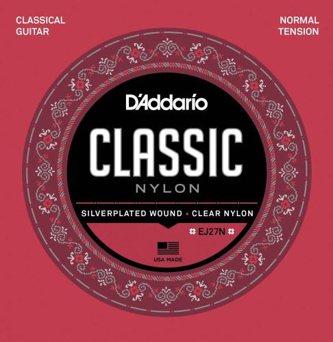 D'addario EJ27N シルバーワウンド クリアナイロン ノーマルテンションスチューデントクラシック クラシックギター弦