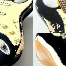 Fender Custom Shop 1960 Stratocaster Heavy Relic - Aged Black Over Olympic White  ≒3.6kg #CZ588087_3