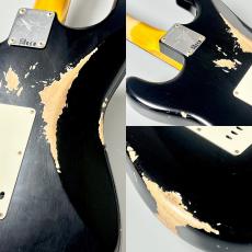 Fender Custom Shop 1960 Stratocaster Heavy Relic - Aged Black Over Olympic White  ≒3.6kg #CZ588087_8