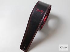 MOODY STRAPS 2.5" LEATHER BACKED GUITAR STRAP -LEATHER- BLACK/RED