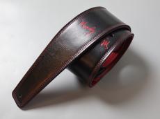 MOODY STRAPS 2.5" LEATHER BACKED GUITAR STRAP -LEATHER- BLACK/RED_2