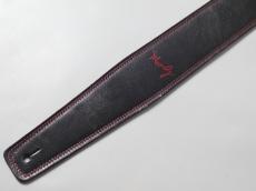MOODY STRAPS 2.5" LEATHER BACKED GUITAR STRAP -LEATHER- BLACK/RED_3