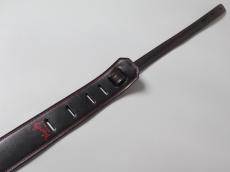 MOODY STRAPS 2.5" LEATHER BACKED GUITAR STRAP -LEATHER- BLACK/RED_4
