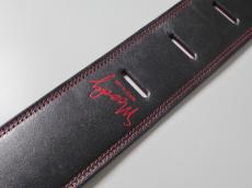 MOODY STRAPS 2.5" LEATHER BACKED GUITAR STRAP -LEATHER- BLACK/RED_5