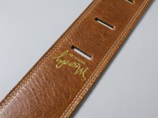 MOODY STRAPS 2.5" LEATHER BACKED GUITAR STRAP -SUEDE- BROWN/CREAM_5