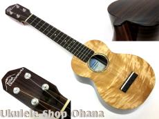 KIDA UkuleleWorks ソプラノロングネック カーリー栃/インディアンローズウッド #167