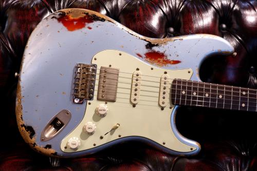 XOTiC XSC-2 5A Grade Flame Maple Neck Heavy Aged ~Ice Blue on 3TS~ #4105