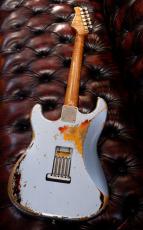 XOTiC XSC-2 5A Grade Flame Maple Neck Heavy Aged ~Ice Blue on 3TS~ #4105_5