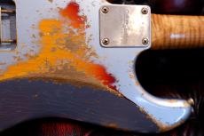 XOTiC XSC-2 5A Grade Flame Maple Neck Heavy Aged ~Ice Blue on 3TS~ #4105_11