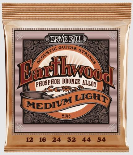 ERNIE BALL Medium Light Earthwood Phosphor Bronze Acoustic Guitar Strings 12-54 P02146【アコギ弦】