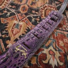 moody 2.5" Faux Gator Leather Backed Guitar Strap - Purple/Cream Standard_4