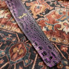 moody 2.5" Faux Gator Leather Backed Guitar Strap - Purple/Cream Standard_6