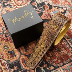 moody 2.5" Faux Gator Leather Backed Guitar Strap - Orange/Cream Standard